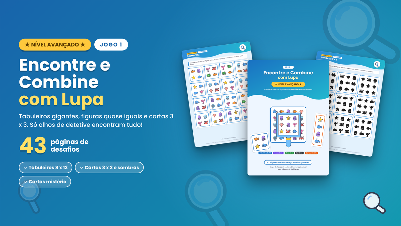 Jogo Encontre e Combine com Lupa - Nível Avançado